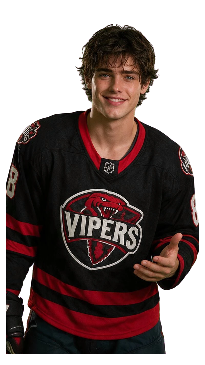 My Hockey Player standing in the opening scene of My Hockey Player | Let Him Have That Coffee